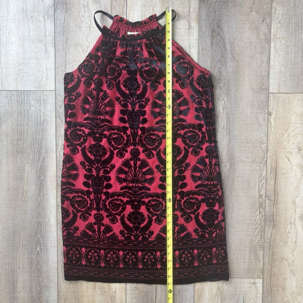 Red Black Womens Damask Dress Size M Velvet Ornate Cocktail Romantic Tapestry - Picture 10 of 15